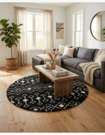 7' 10 x 7' 10 Moroccan Trellis Shag Round Rug