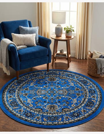 5' 3 x 5' 3 Kashan Design Round Rug