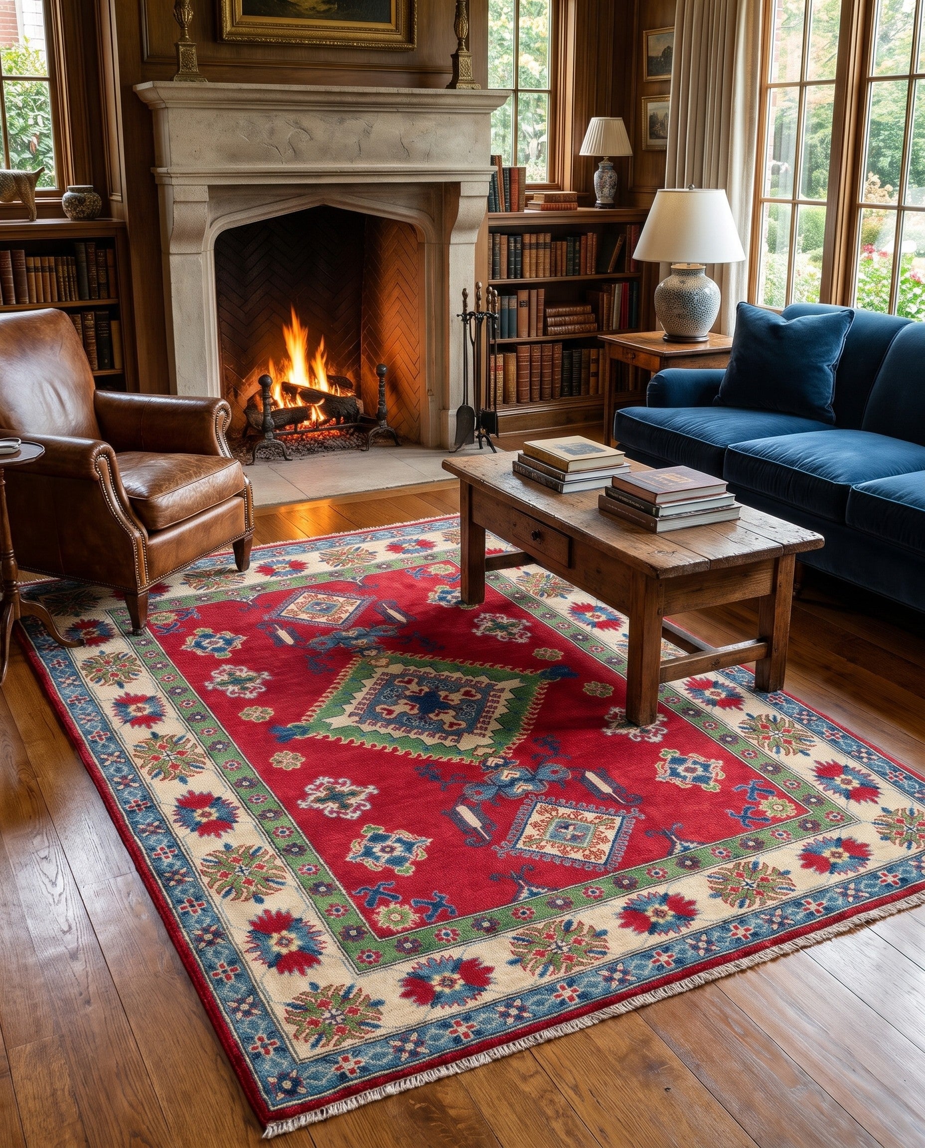 145cm x 195cm Hand Knotted Kazak Rug