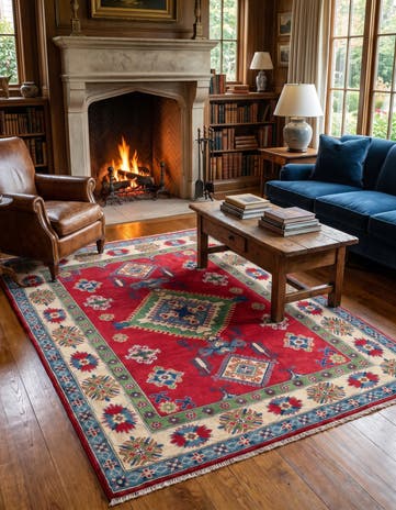 145cm x 195cm Hand Knotted Kazak Rug