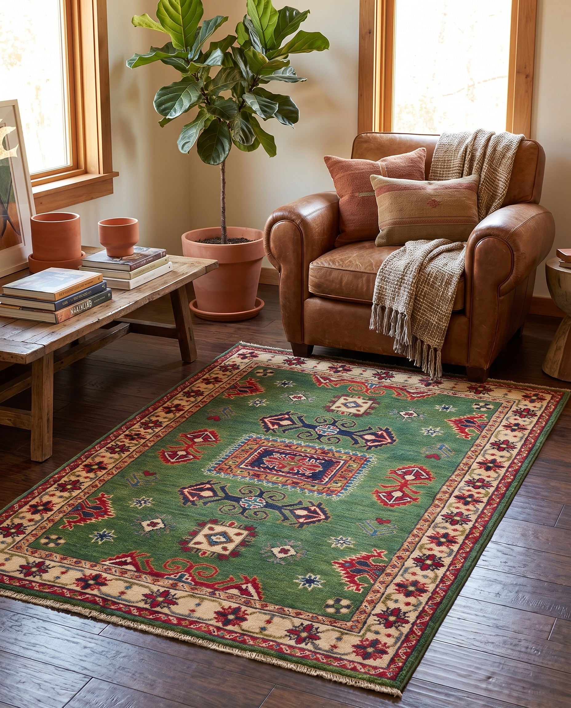 3' 3 x 4' 9 Hand Knotted Kazak Rug