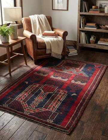 2' 10 x 4' 6 Hand Knotted Balouch Persian Wool Rug