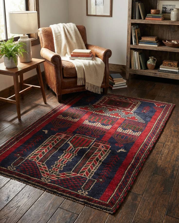 Detail image of 2' 10 x 4' 6 Hand Knotted Balouch Persian Wool Rug