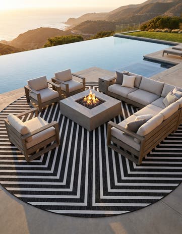 13' x 13' Easy-Clean Modern Indoor / Outdoor Round Rug