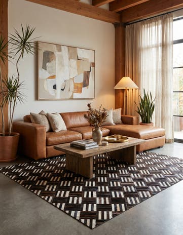 6' x 6' 7 Cowhide Stocks Square Rug