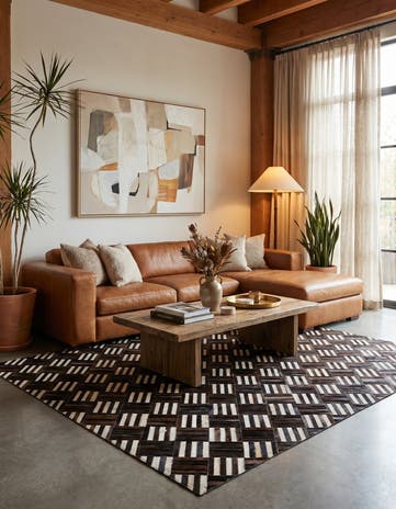 6' x 6' 7 Cowhide Stocks Square Rug