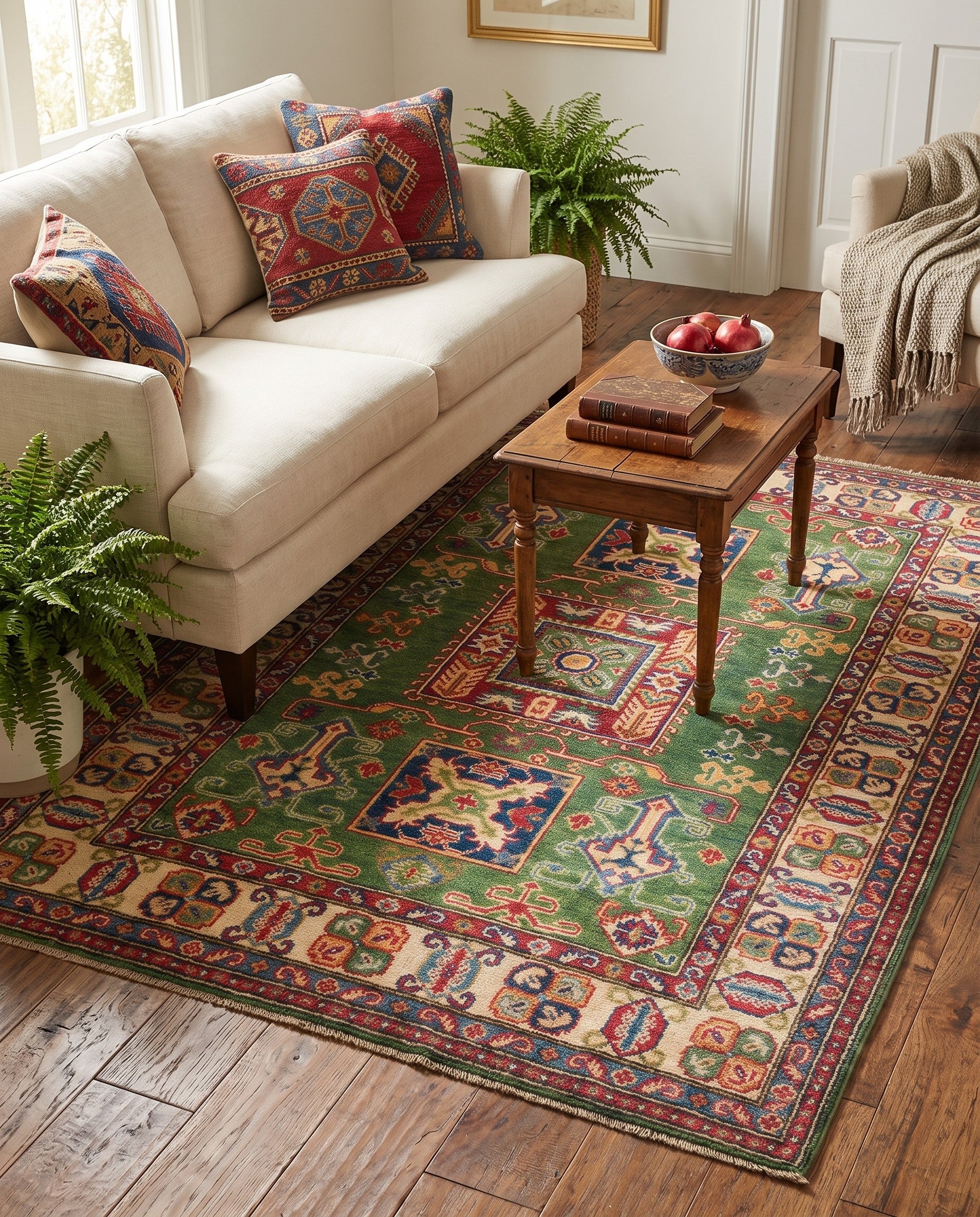 4' 2 x 5' 5 Hand Knotted Kazak Rug