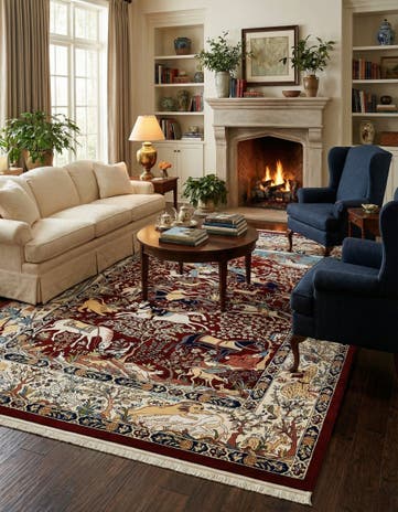 Burgundy Nain Design Rug