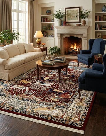 Burgundy Nain Design Rug
