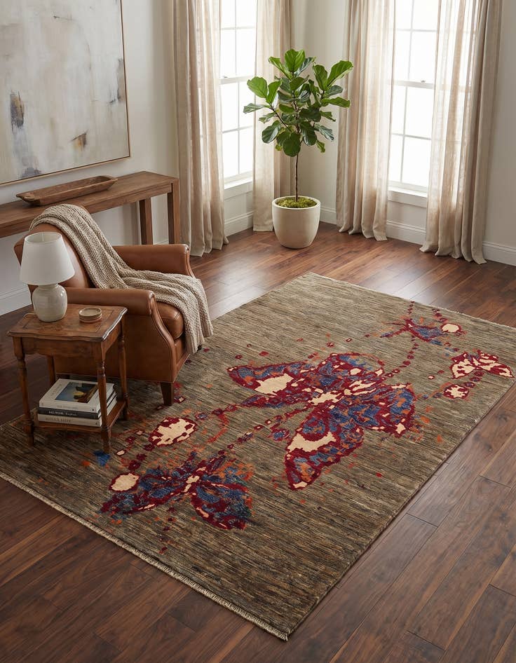 Detail image of 4' x 5' 10 Hand Knotted Modern Ziegler Rug