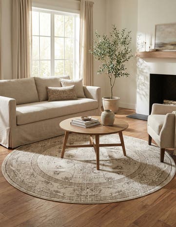 Ivory Vista Round Rug