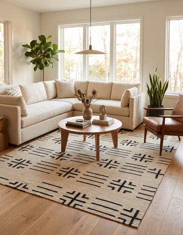 5' 4 x 6' 6 Hand Woven Kilim Modern Wool Square Rug