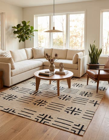 5' 4 x 6' 6 Hand Woven Kilim Modern Wool Square Rug