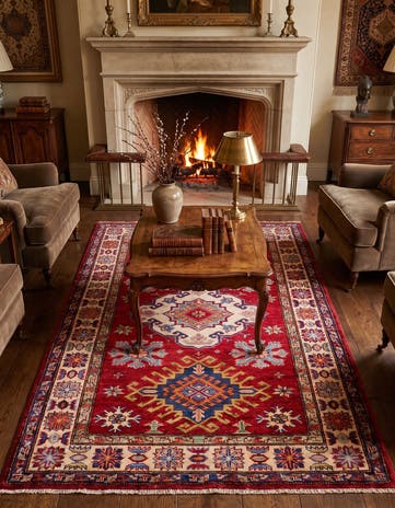 3' 5 x 4' 8 Hand Knotted Kazak Rug