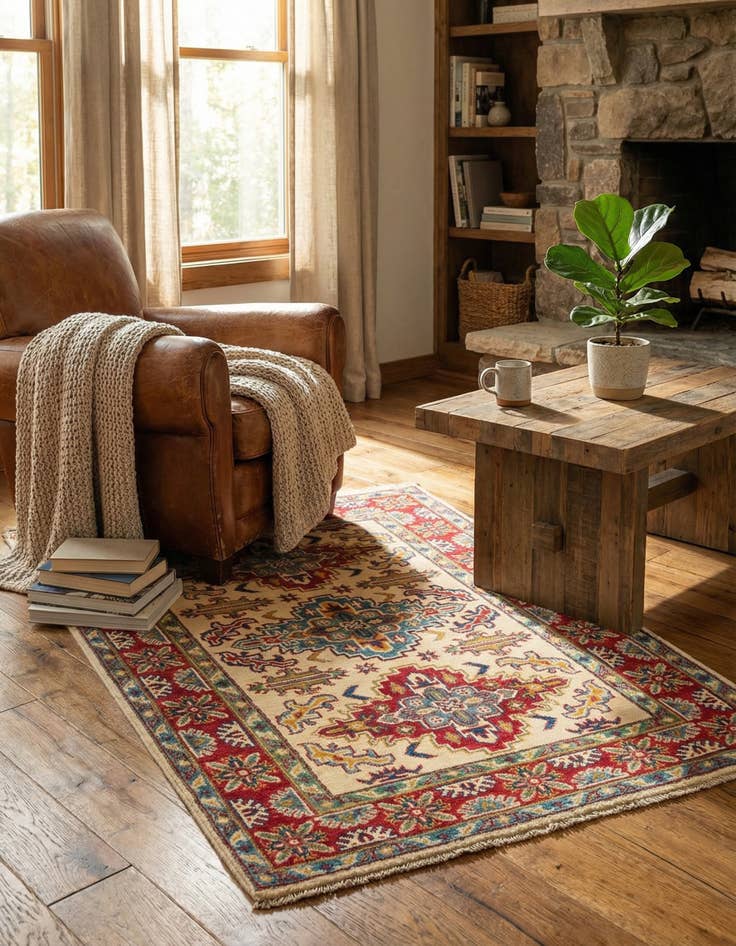 Detail image of 3' 3 x 4' 10 Hand Knotted Kazak Rug