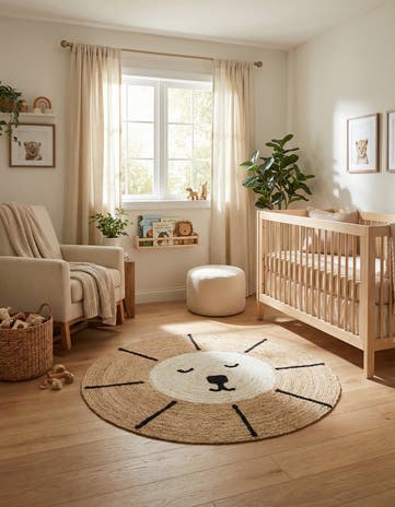 3' 1 x 3' 1 Hand Braided Kids Braided Jute Round Rug