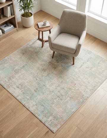 Teal Lotus Square Rug