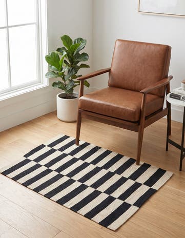 2' 8 x 3' 11 Hand Woven Kilim Modern Wool Rug