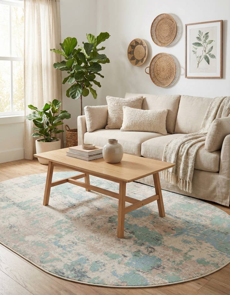 Detail image of 4' 1 x 6' 1 Lotus Oval Rug