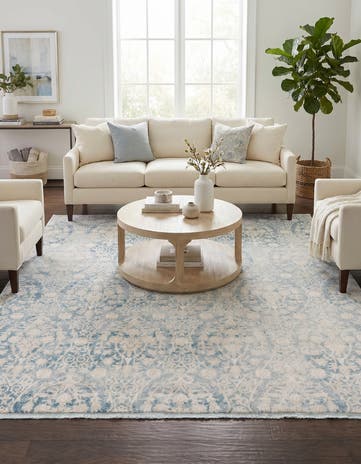 Light Blue Modern Classical Square Rug