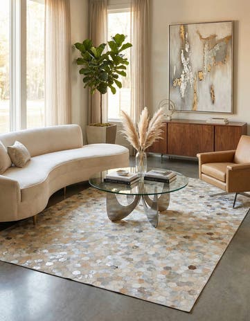 5' 1 x 8' Cowhide Leather Rug