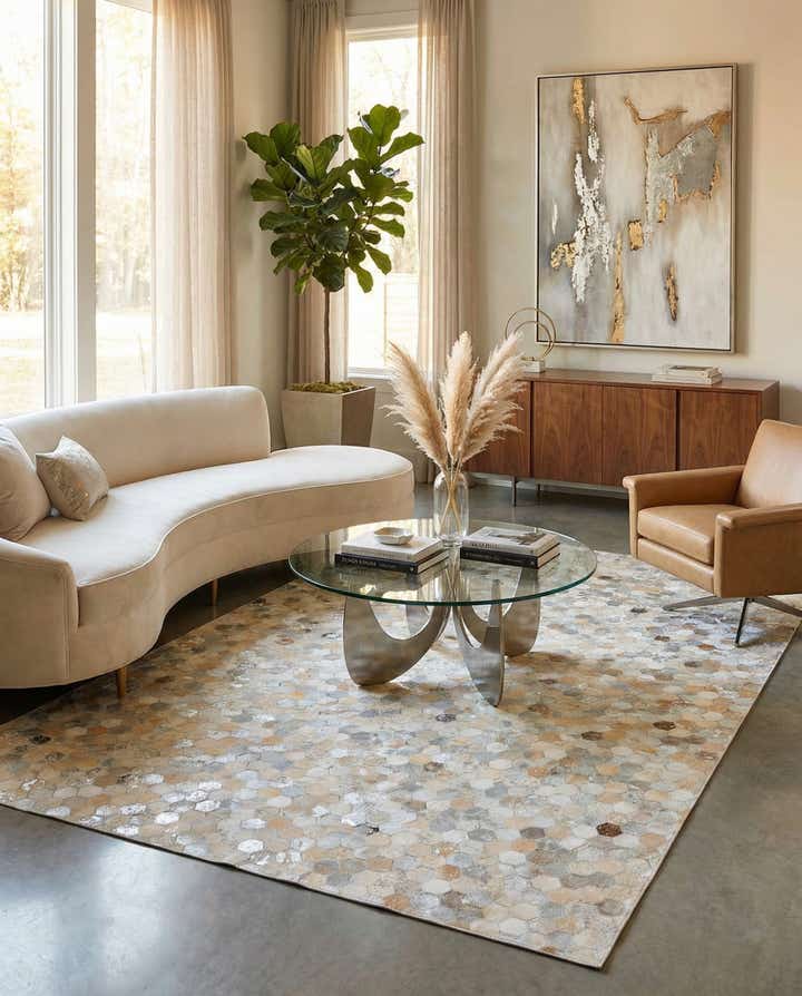 5' 1 x 8' Cowhide Leather Rug