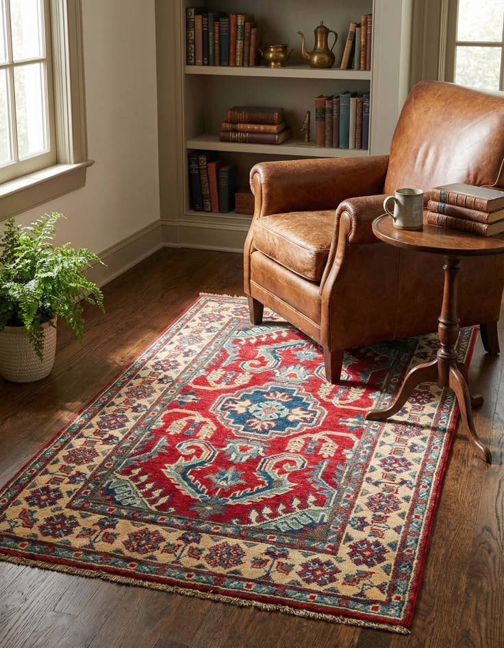 Detail image of 2' 8 x 4' 3 Hand Knotted Kazak Rug