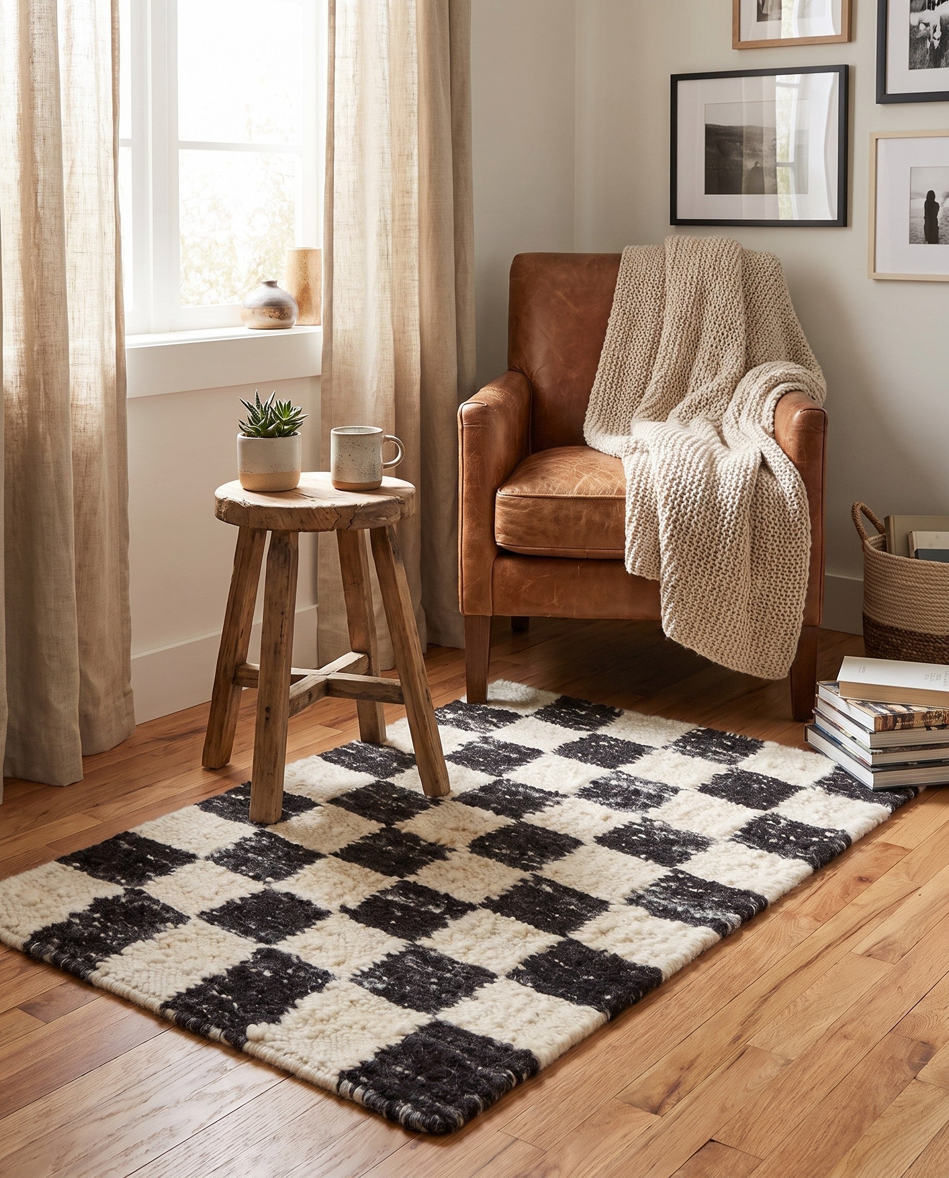 2' 1 x 3' Hand Knotted Moroccan Wool Rug