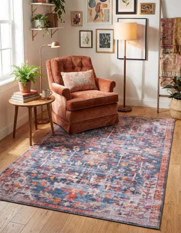 Navy Blue Washable Maahru Rug