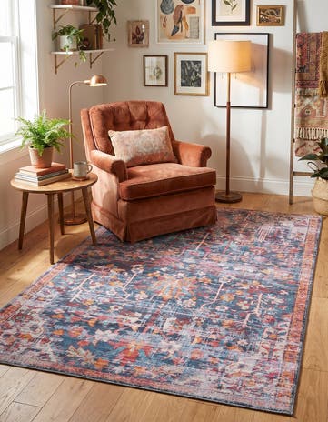 Navy Blue Washable Maahru Rug
