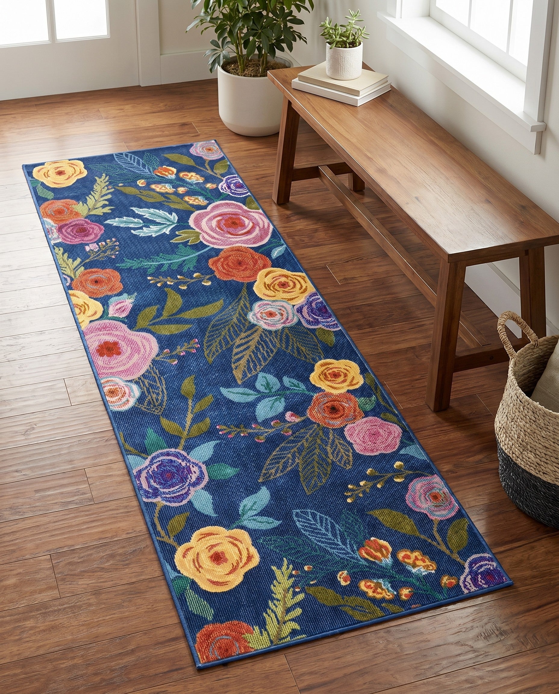 Blue Blossom Runner Rug