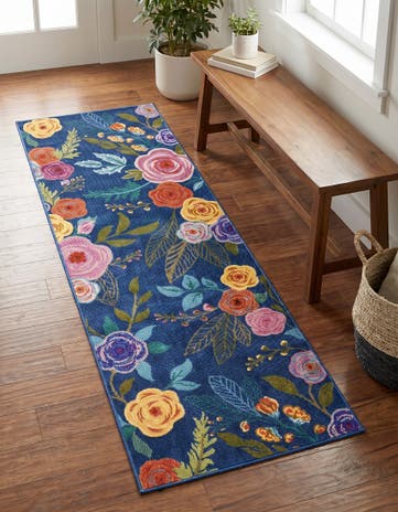 Blue Blossom Runner Rug