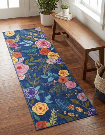 Blue Blossom Runner Rug