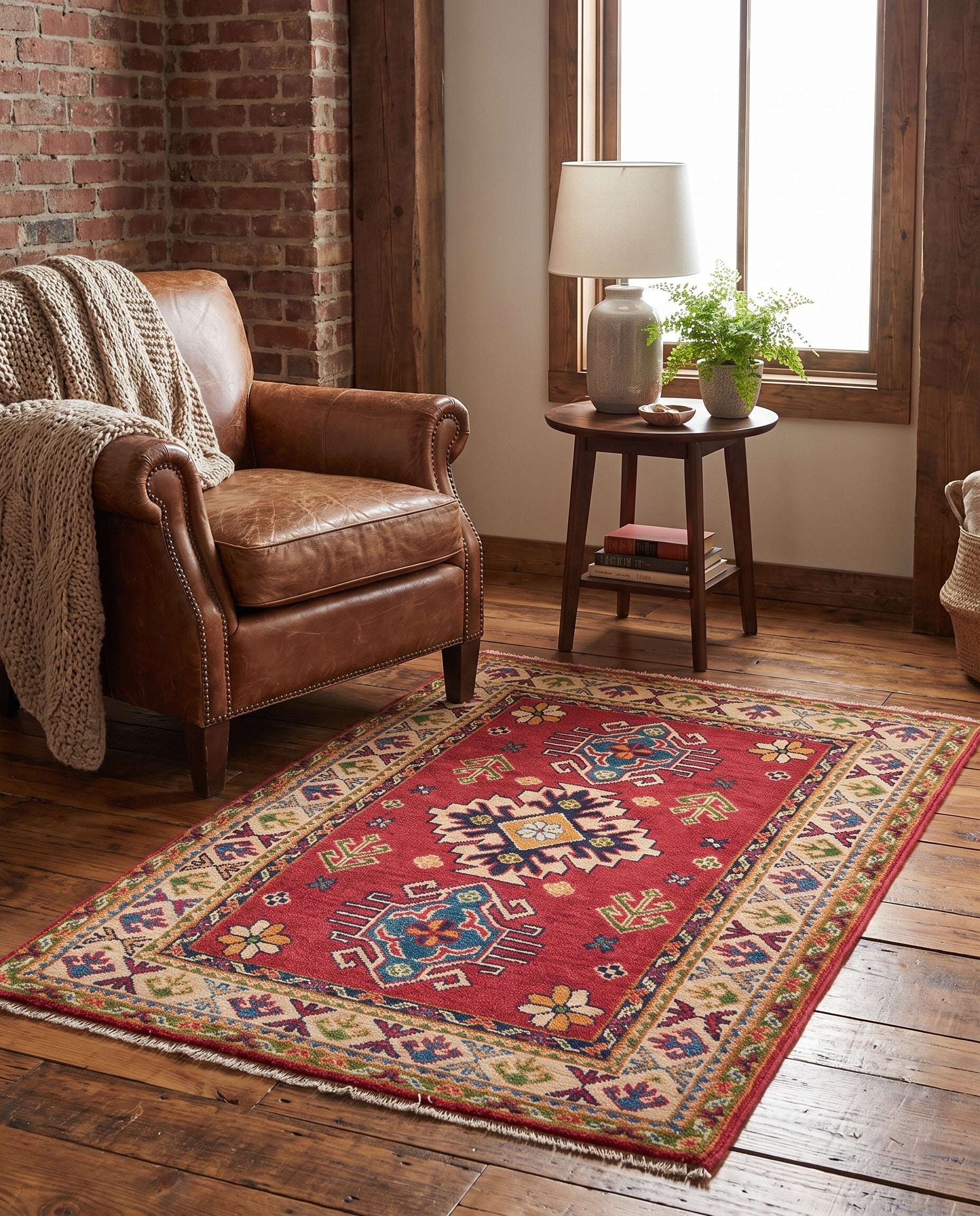 2' 9 x 4' 3 Hand Knotted Kazak Rug