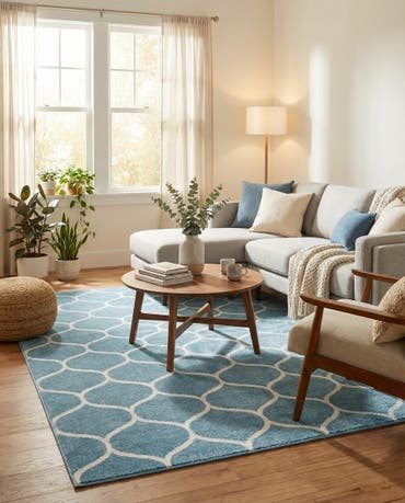  5' 3 x 8' Lattice Frieze Rug