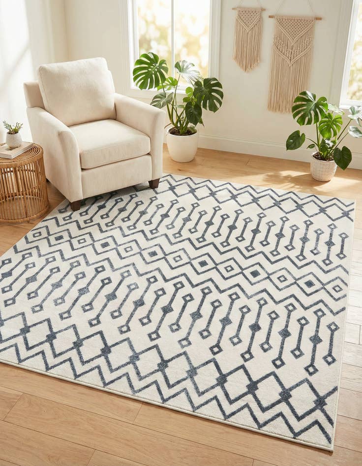 Detail image of 5' 3 x 5' 3 Bohemian Trellis Square Rug