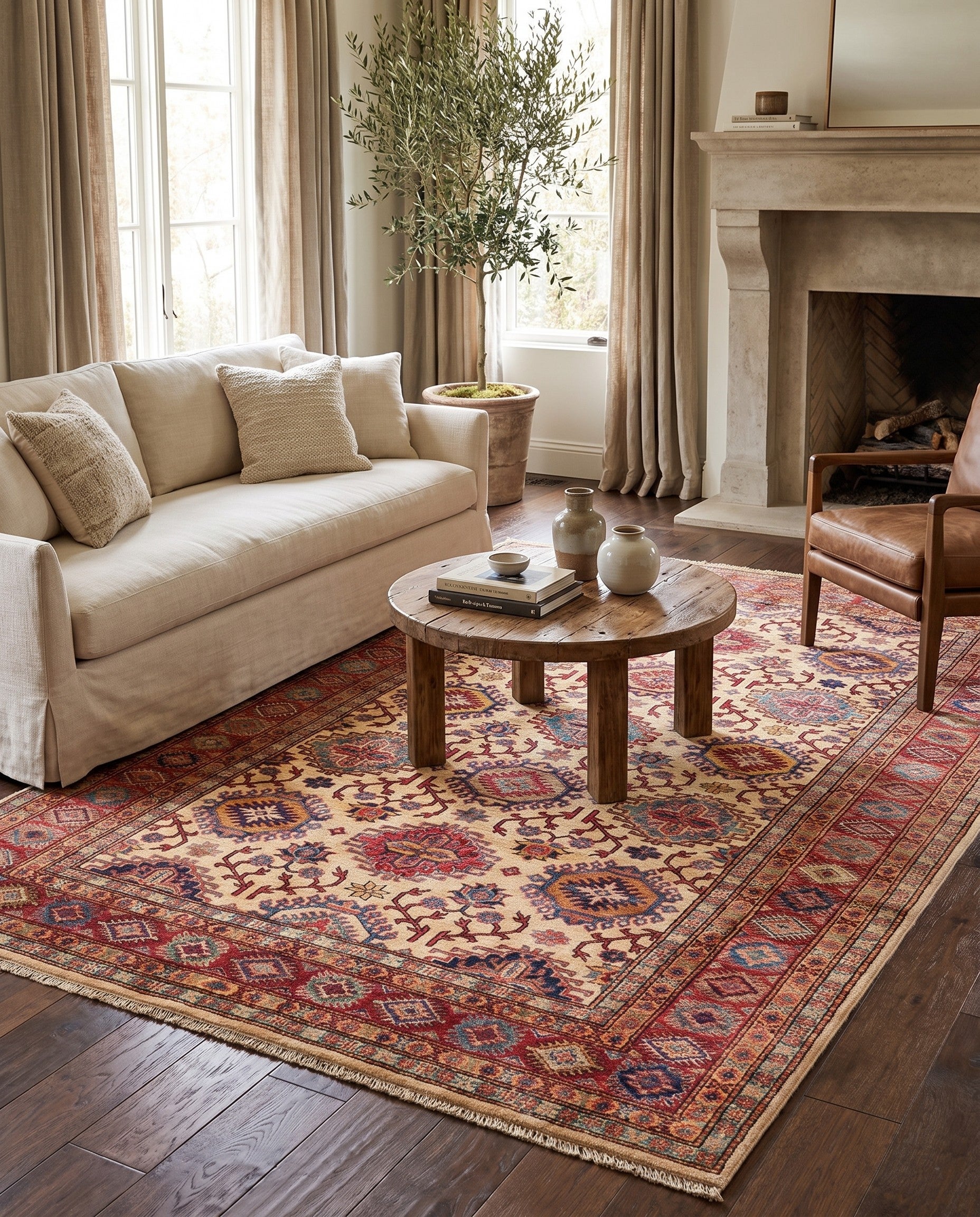 6' 3 x 9' 5 Hand Knotted Kazak Rug