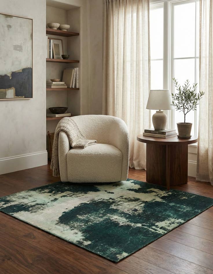 Detail image of 3' 9 x 3' 10 Hand Knotted Ultra Vintage Persian Wool Square Rug