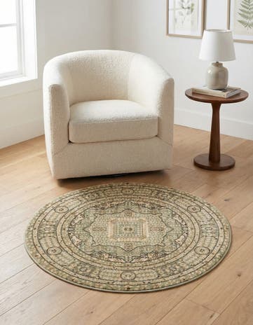 Light Green Amina Round Rug