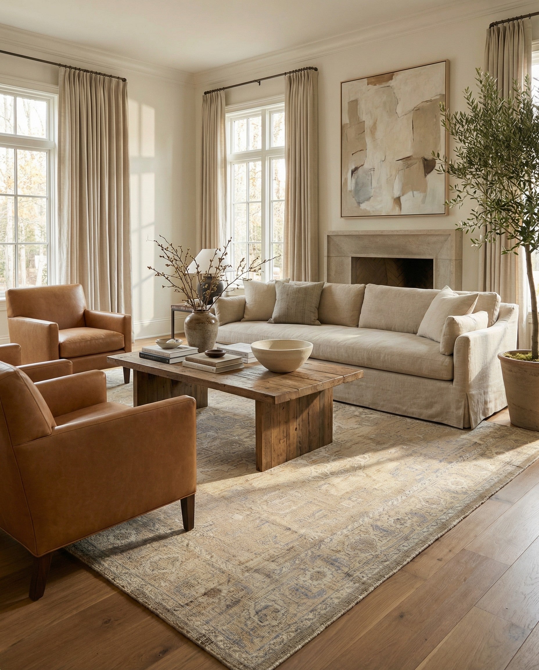 9' x 12' 4 Hand Knotted Oushak Wool Rug