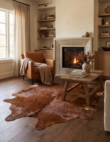 5' 8 x 7' 1 Cowhide Leather Rug