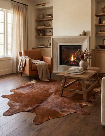 5' 8 x 7' 1 Cowhide Leather Rug
