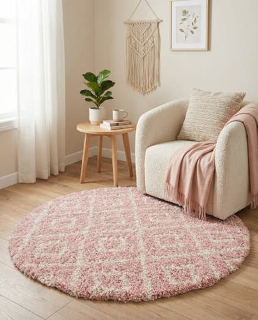  3' 3 x 3' 3 Lattice Shag Round Rug