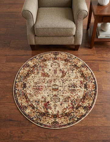 Beige Cream Saturn Round Rug