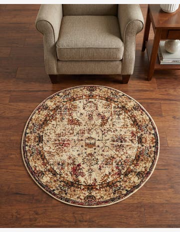 Beige Cream Saturn Round Rug
