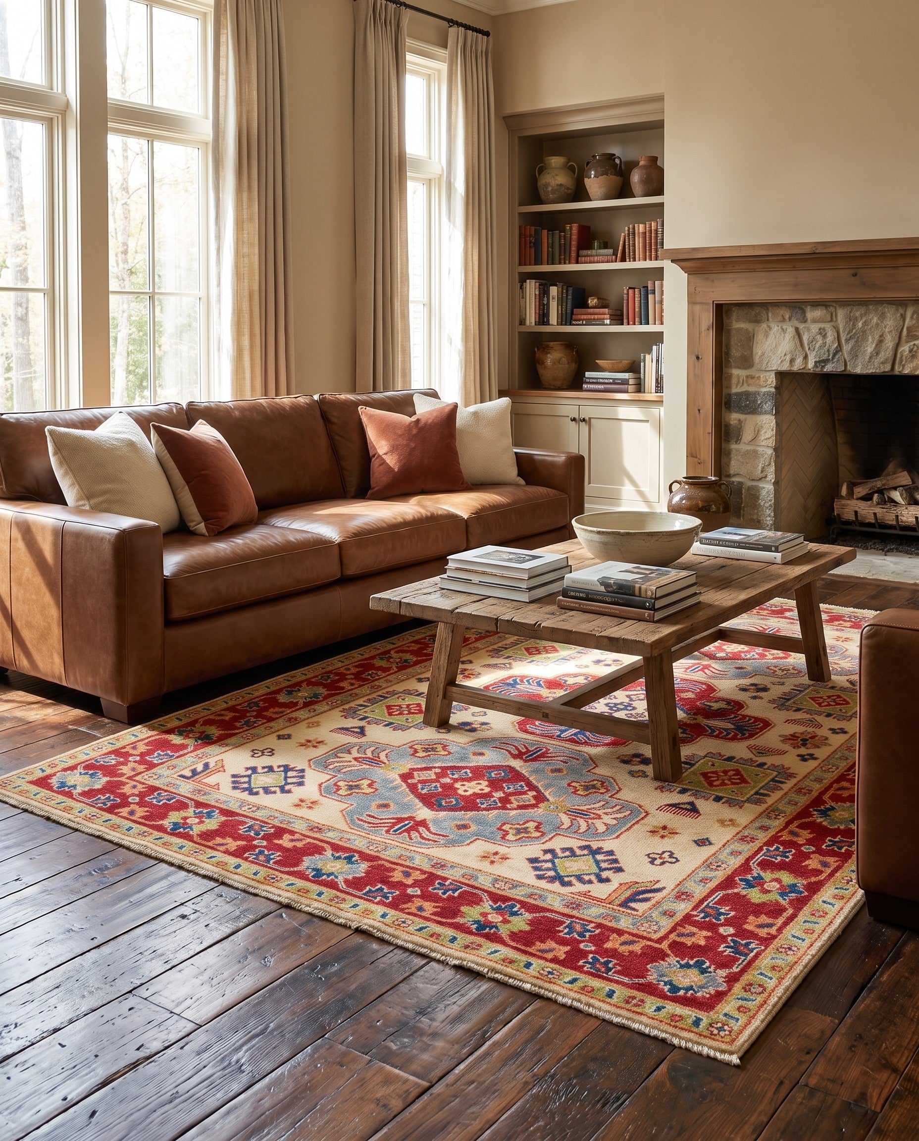 4' 10 x 7' 5 Hand Knotted Kazak Rug