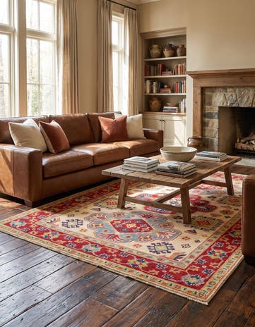 4' 10 x 7' 5 Hand Knotted Kazak Rug