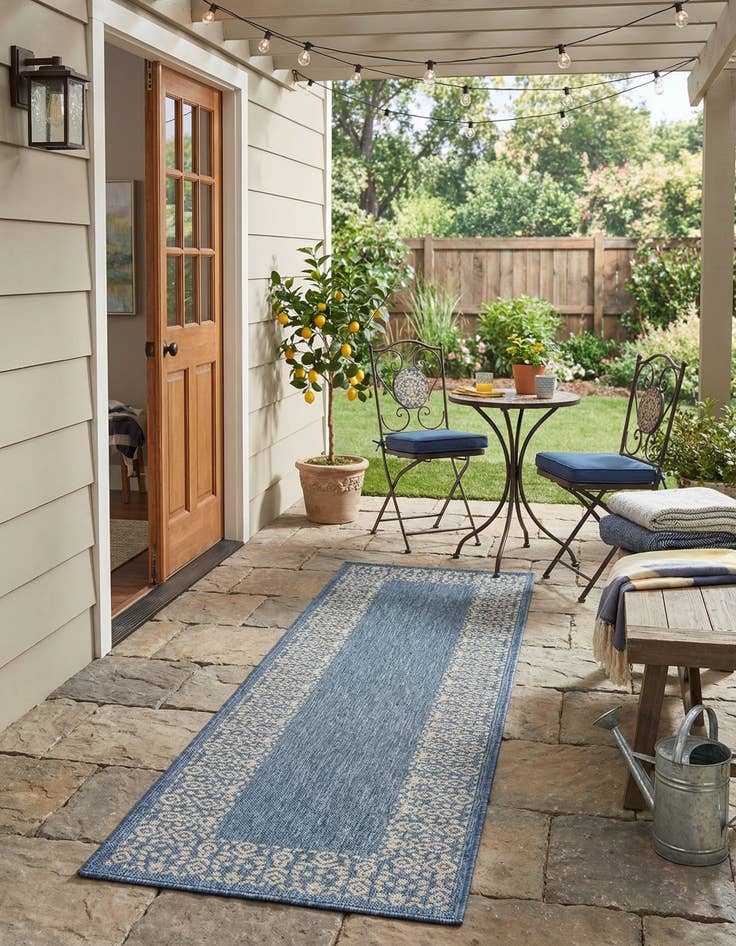 Detail image of 2' x 8'  Washable Border Indoor / Outdoor Runner Rug