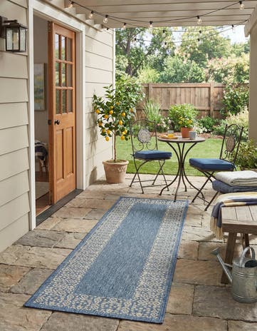 2' x 8' Easy-Clean Border Indoor / Outdoor Runner Rug