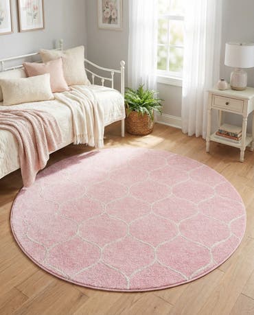  6' x 6' Lattice Frieze Round Rug